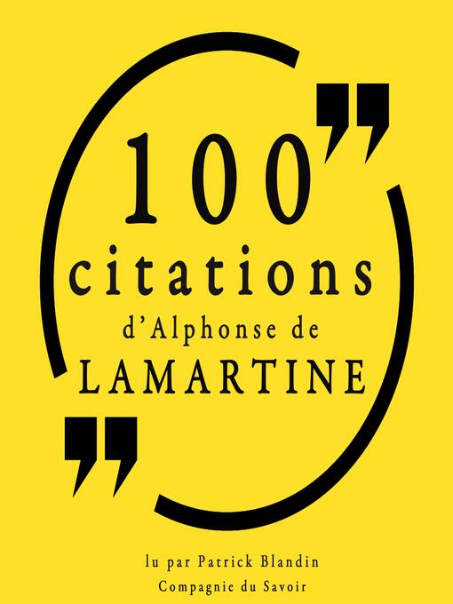 Cover image for 100 citations d'Alphonse de Lamartine
